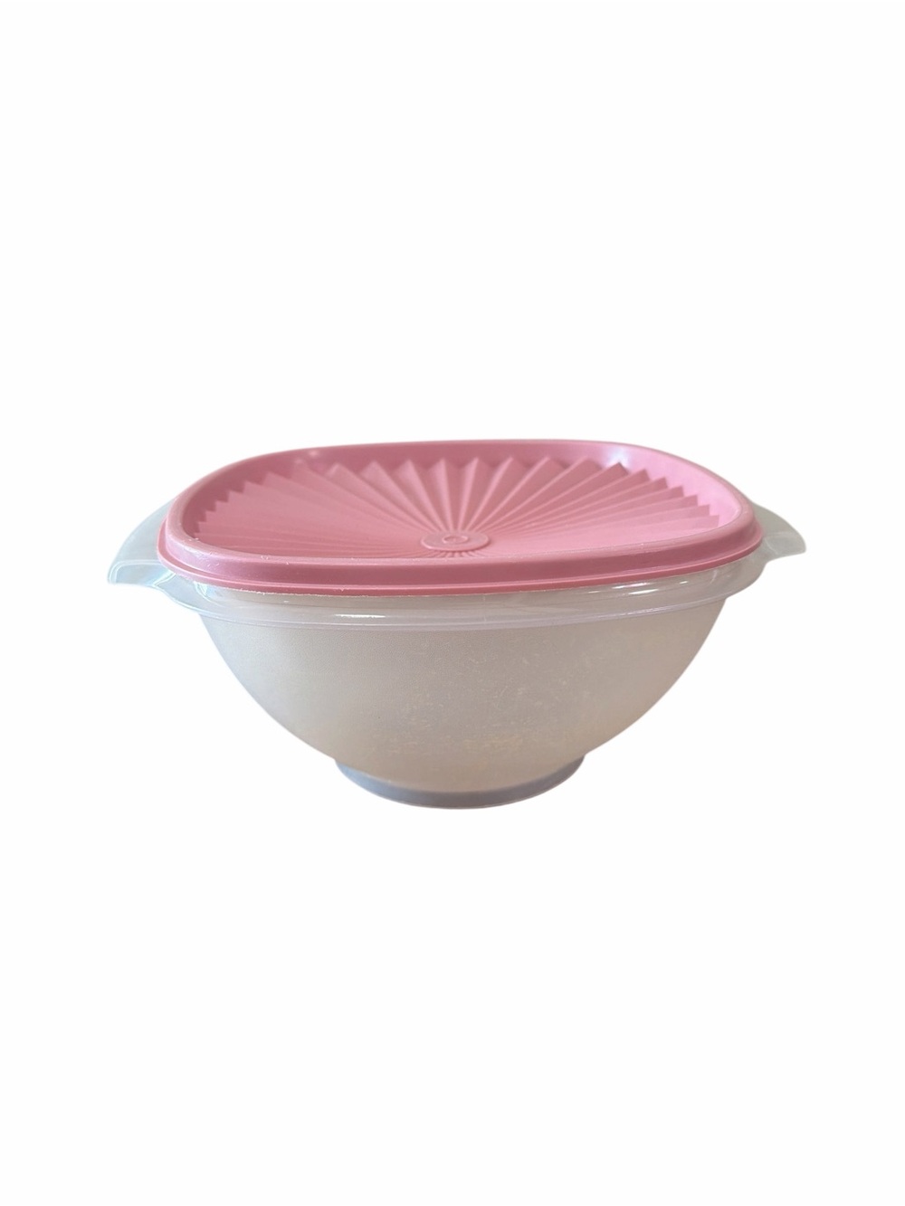Vintage Tupperware Servalier Bowl Pink Sunburst Lid Sheer Retro USA